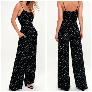Lulus In Demand Black and White Print Sleeveless Wide-Leg Jumpsuit - Large